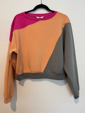 Joylab Colorblock Cropped Boxy Long Sleeve Pullover Sweater